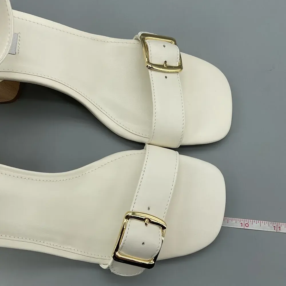 NEW Steve Madden Women’s Mindi Leather Ankle Strap Sandals White Size 9M